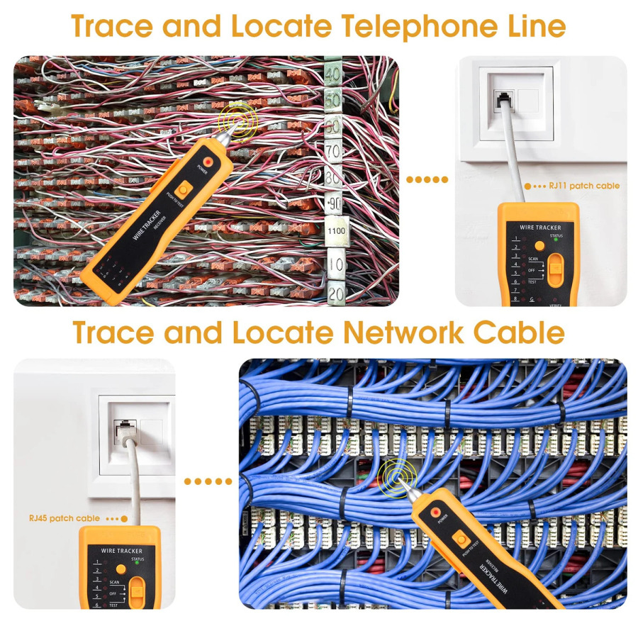 Тестер сетевого кабеля RJ45 RJ11, проводной Ethernet Tracer, удаленный тонер, набор инструментов для локальной сети CAT5 CAT6, трекер, поиск телефонной линии