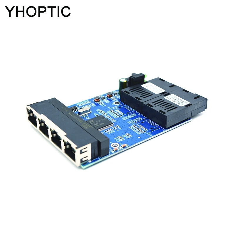 Гигабитный Ethernet-коммутатор с 2 оптоволоконными портами и 4 портами RJ45, плата медиаконвертера PCBA, гигабитный Ethernet-коммутатор, одномодовый, симплексный