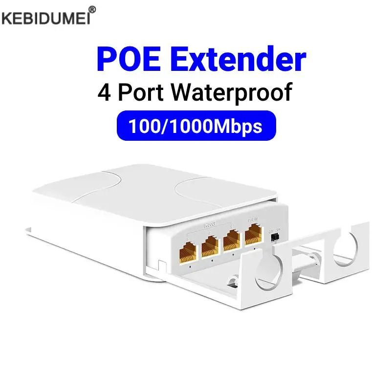 4-портовый IP55 водонепроницаемый повторитель POE 100/1000 Мбит/с 1–3 сетевой коммутатор удлинитель PoE для камеры POE Wierless AP