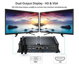 Sanoat fansiz mini kompyuter Intel i5-3317U Celeron 1037U Ikkita LAN porti 4 RS232 8 USB HDMI VGA Windows XP/7/10 Sanoat uchun IoT kompyuter