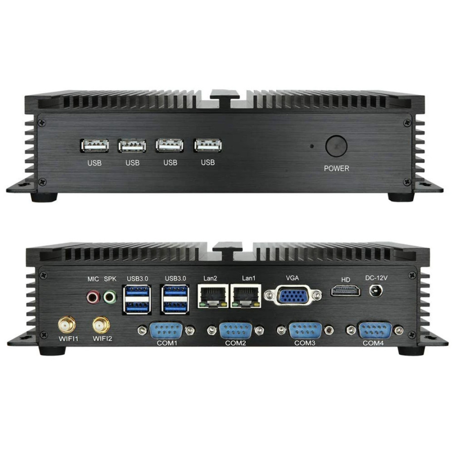 Sanoat fansiz mini kompyuter Intel i5-3317U Celeron 1037U Ikkita LAN porti 4 RS232 8 USB HDMI VGA Windows XP/7/10 Sanoat uchun IoT kompyuter