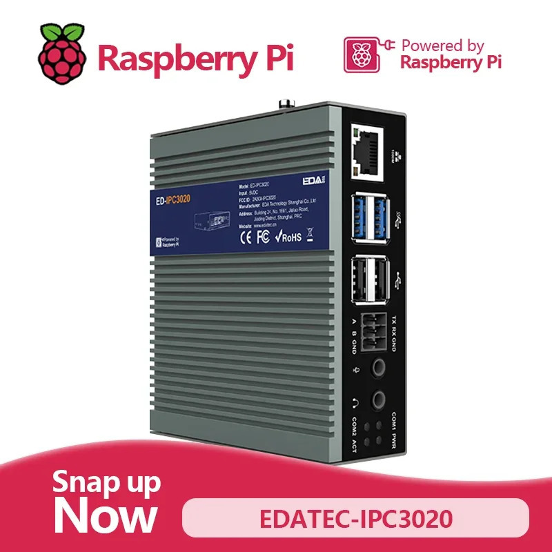 EDATEC-IPC3020 Broadcom BCM2712, высокопроизводительный промышленный компьютер на базе Raspberry Pi5, с 4 ГБ/8 Гб DDR,SD-картой, SSD