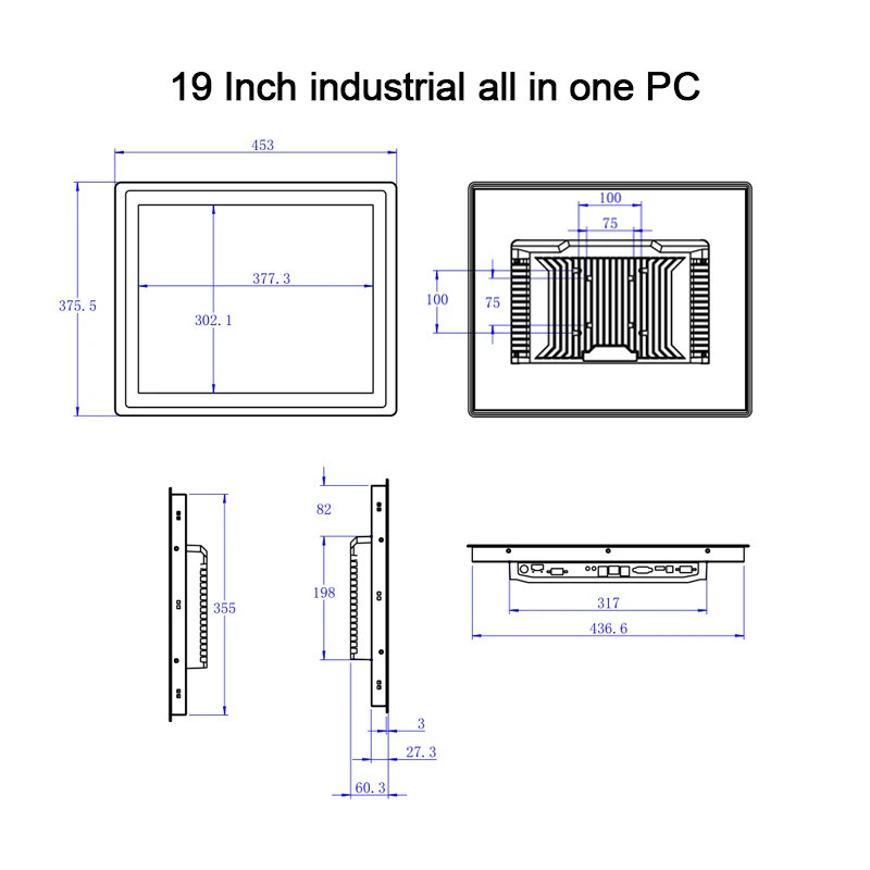 6-avlod Core i3/i5/i7 protsessorli 19 dyuymli sigʻimli sensorli sanoat kompyuter, IP65 reytingi, RS232 Com va Windows 10 bilan oʻrnatilgan all-in-one kompyuter