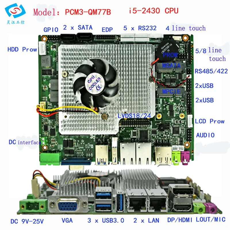 Материнская плата процессора Intel Core I5-2520M 2 LAN Промышленная мини-материнская плата 6xCOM 6xUSB GPIO