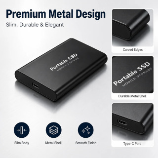 Kompyuter/MAC/noutbuk/telefon uchun tashqi qattiq holatdagi yangi 1TB portativ SSD 2TB yuqori sigʻimli HDD USB3.1 tashqi qattiq disk