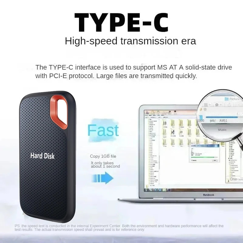 Высокоскоростной внешний твердотельный накопитель 1 ТБ Портативный SSD Внешний жесткий диск 128 ТБ Внешний жесткий диск Жесткий диск для ноутбука Mac PC