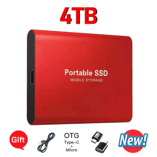 Внешний жесткий диск 4 ТБ, портативный SSD 8 ТБ, внешний твердотельный накопитель, большой объем памяти, высокоскоростное хранилище для ПК/Mac/телефона Арбузный красный