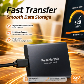 Внешний жесткий диск 2 ТБ USB 3.0, высокоскоростной портативный твердотельный накопитель для хранения данных для ноутбуков, настольных ПК и офисного использования