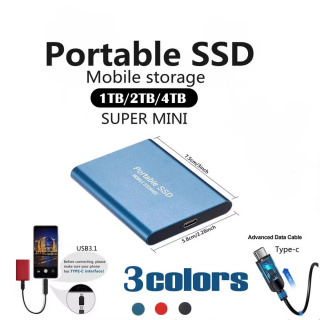 Yuqori tezlikli 128TB tashqi SSD, 2TB portativ SSD, noutbuk/Mac/kompyuter/telefon uchun 4TB tashqi qattiq disk