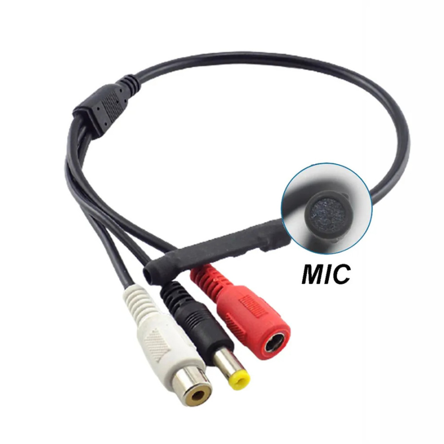 Камеры видеонаблюдения Аудио звукосниматели, CCTV Mic звукового сбора оборудования, видеомагнитофон микрофоны RCA Power In/Out