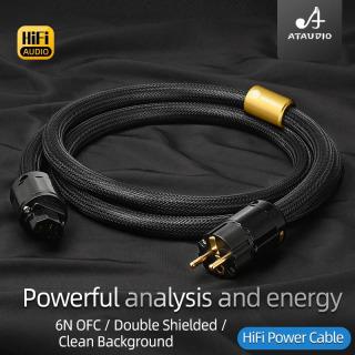 ATAUDIO HiFi EU audio quvvat kabeli Yuqori sifatli 6N OFC Ikkita himoyalangan oltin qoplamali vilka Karnay kuchaytirgichi uchun AC quvvat kabeli