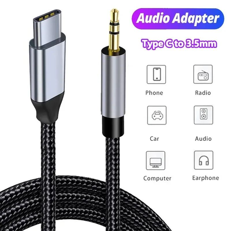 Аудиокабель AUX Type-C USB C на 3,5 мм Jack, адаптер для автомобильных колонок и наушников, конвертер Type-C для Samsung, Xiaomi, Huawei
