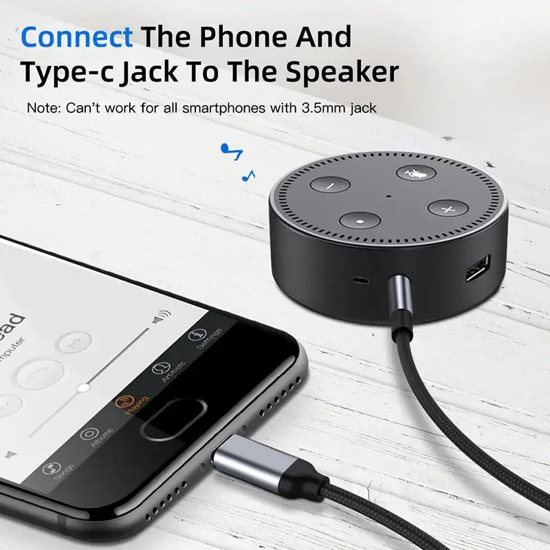 Аудиокабель AUX Type-C USB C на 3,5 мм Jack, адаптер для автомобильных колонок и наушников, конвертер Type-C для Samsung, Xiaomi, Huawei