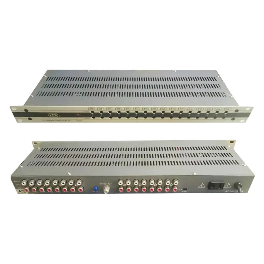 RF signaliga 16-kanalli analog audio va video signal modulatori, mehmonxonalardagi oldingi kabel televideniesi tizimlari uchun uskunalar