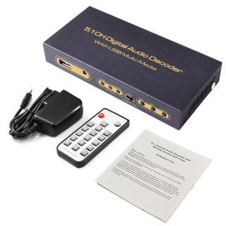 Цифровой аудиоконвертер 5.1, цифро-аналоговый декодер, USB-мультимедийный плеер, коаксиальный аудиоприемник SPDIF с поддержкой AC3, DTS, LPCM