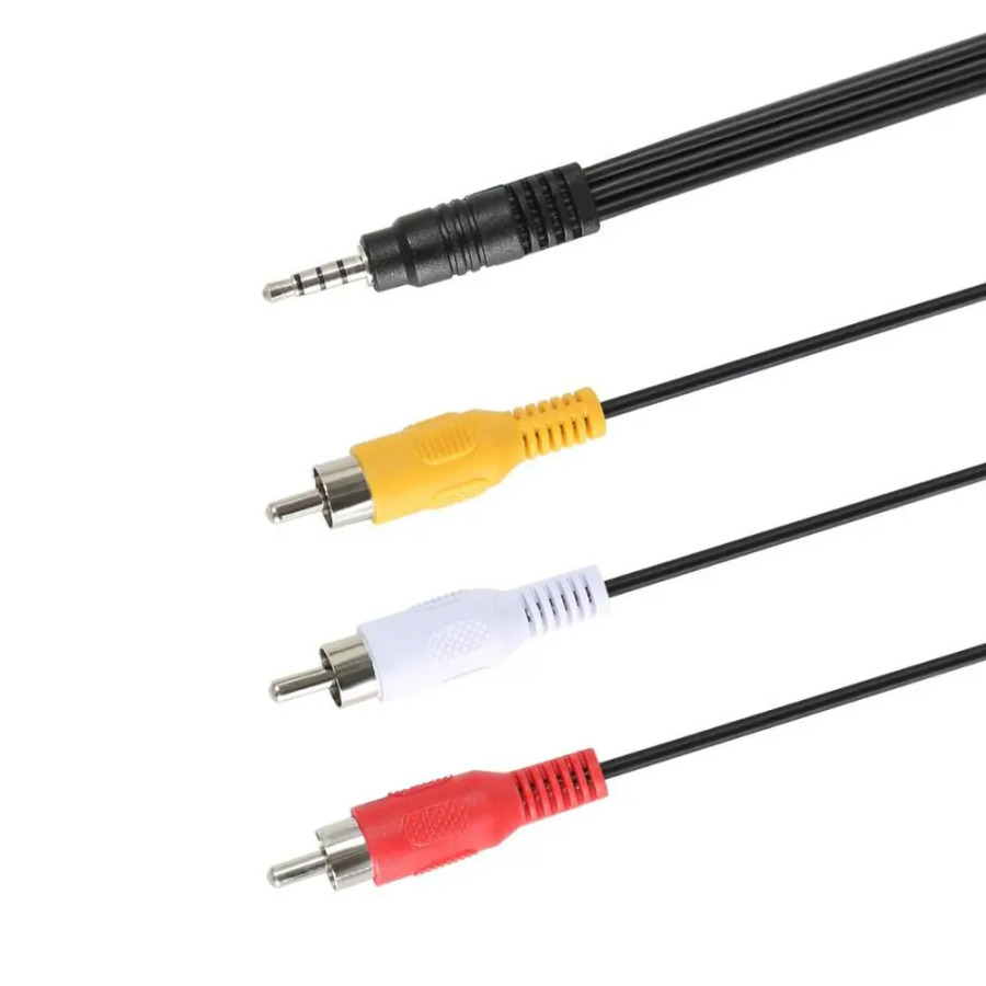 1 m Professional audio-video dinamik adapter simi 3,5 mm razʻemdan 3 RCA AV kabeliga AUX kabeli