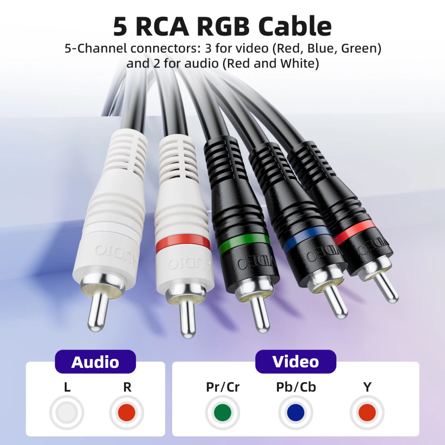 Компонентный видео/аудио кабель 5-RCA со аудио-шнуром RGB Ypbpr до 1080I, 6 футов, 1,8 м для DVD STB TV Box HDTV