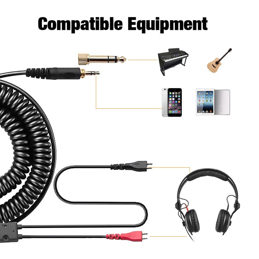 Sennheiser HD25 HD545 HD565 HD535 HD580 HD600 HD650 HD660S uchun audio kabel 3,5 mm 6,5 mm ikki tomonlama eshitish vositasi adapteri bahor simi