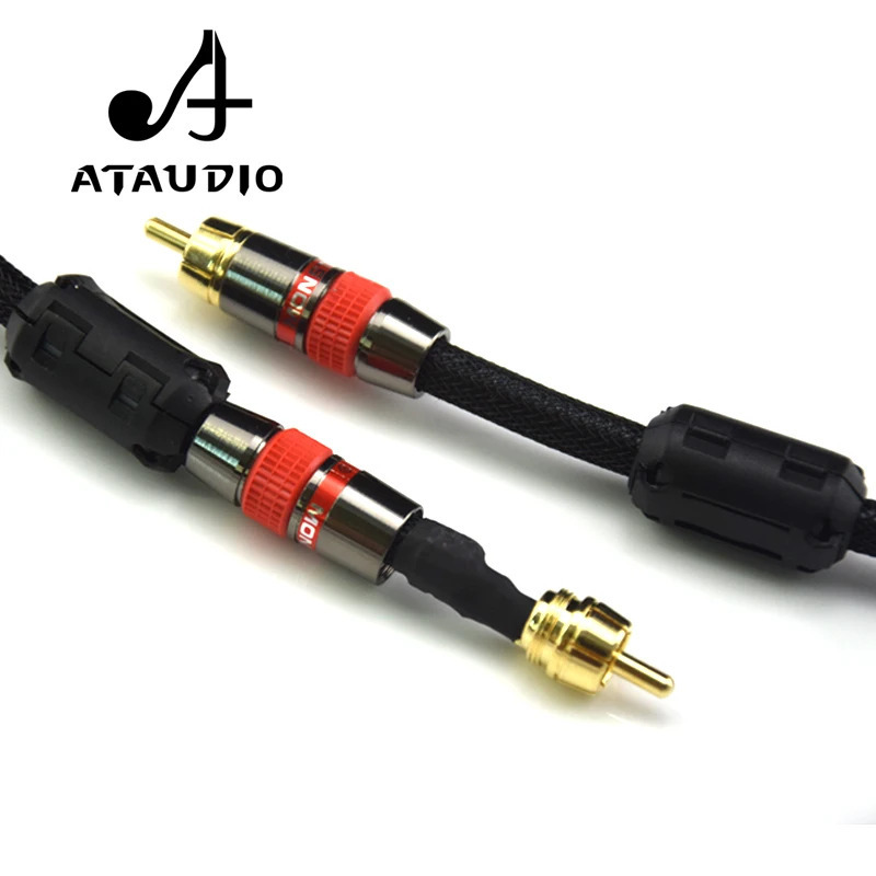 ATAUDIO 4N OFC 75 Ohm Hi-Fi Raqamli Koaksial Audio Video Kabel RCA Hi-end RCA dan RCA Erkak Subwoofer Audio Kabel 1m 2m