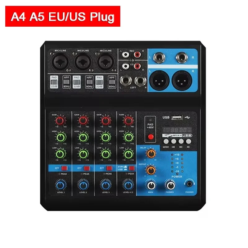 LEEDOAR HD A4 A5 Soundcard Микшер-консоль Профессиональный аудио 4 5-канальный звуковой микшер для прямой трансляции DJ Аудиооборудование