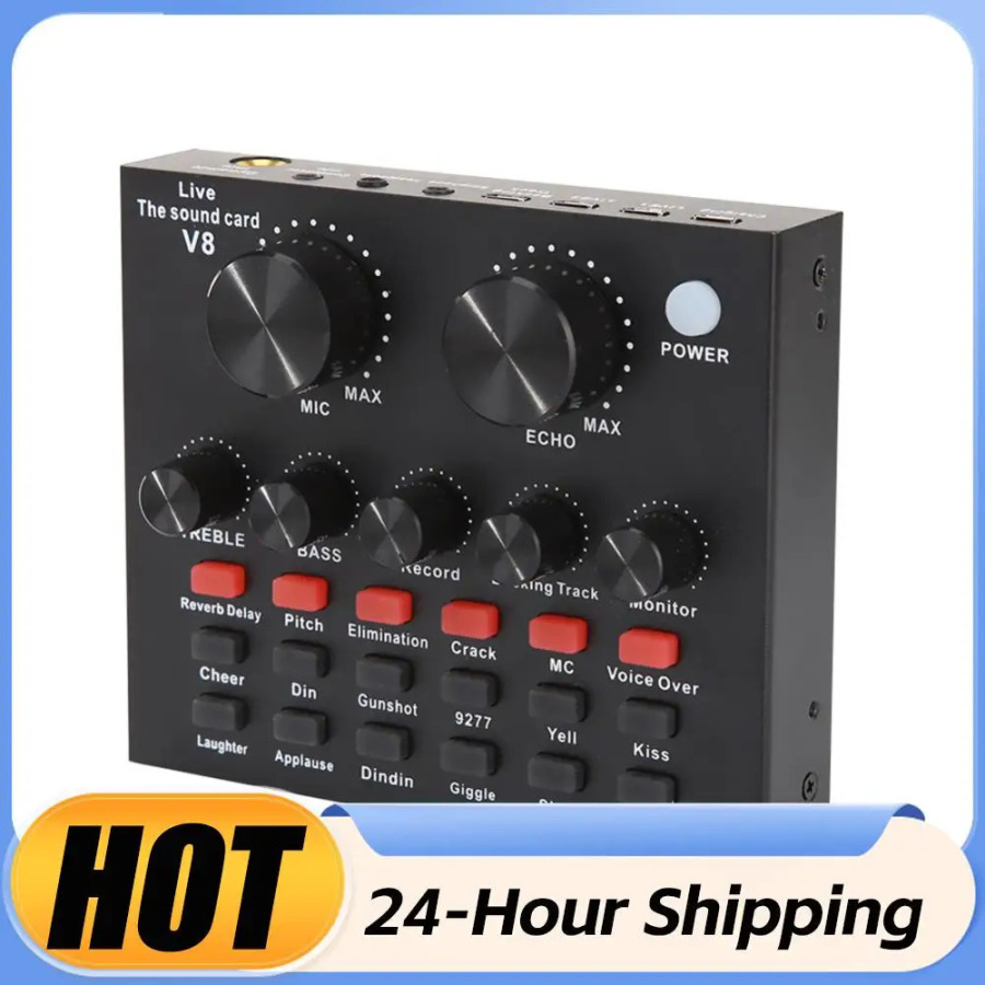 Elektr gitara studiyasi uchun monitorli USB naushnikli professional audio ovoz kartasi real vaqtda effektlarni yozib olish uchun audio mikser