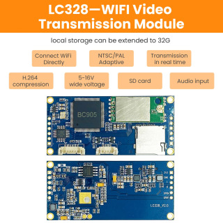 Simsiz video uzatish modullari, infraqizil kamera uchun CVBS to Wi-Fi tasvir uzatgichi, NTSC/PAL adaptiv, FPV, 32G, LC328