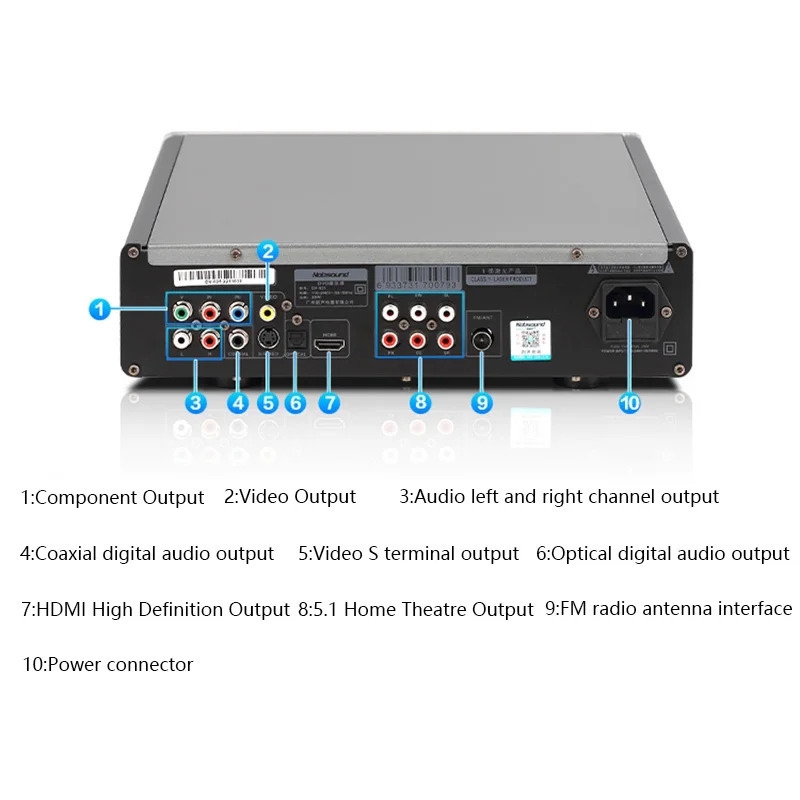 Audiofil CD/DVD pleerHIFI Audio Video pleerHDMI 1080P Dolby 5.1 kanalli chiqish USB tinglash FM RadioCD pleer Optik koaksial