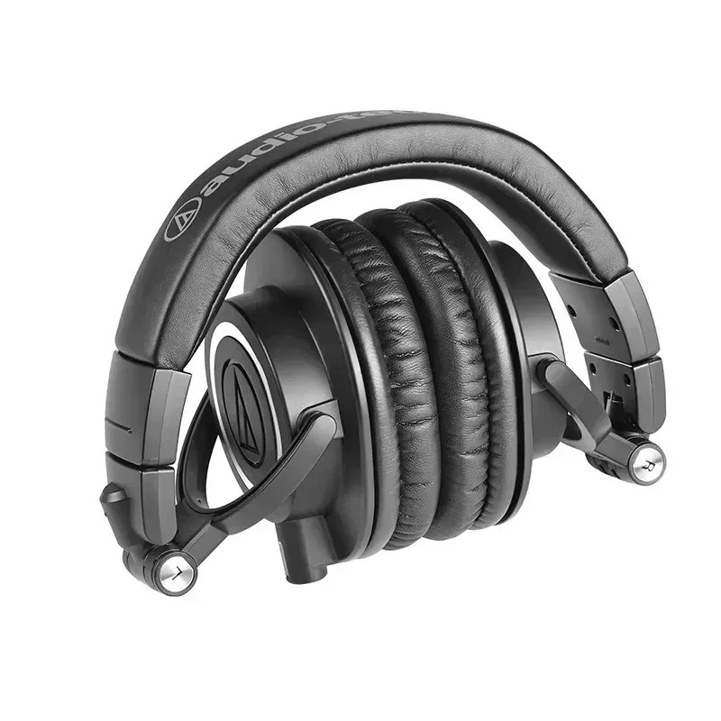 Professional studiya monitori naushniklari Audio-Technica ATH-M50x Hi-Fi simli ulanishi, katlanadigan dizayni va toʻliq oʻlchamli quloq yostiqchalari.