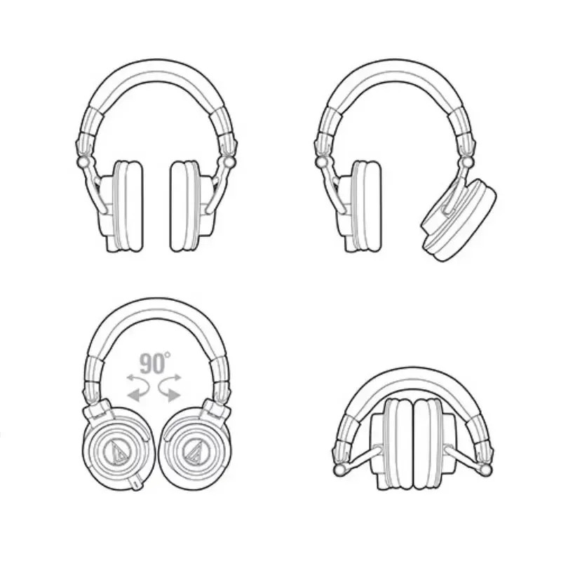 Professional studiya monitori naushniklari Audio-Technica ATH-M50x Hi-Fi simli ulanishi, katlanadigan dizayni va toʻliq oʻlchamli quloq yostiqchalari.