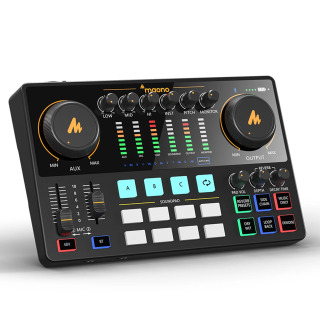 Звуковая карта Maonocaster AME2, аудиоинтерфейс Maonocaster, оборудование для подкастов, студийный универсальный микшер для прямой трансляции, гитары, ПК