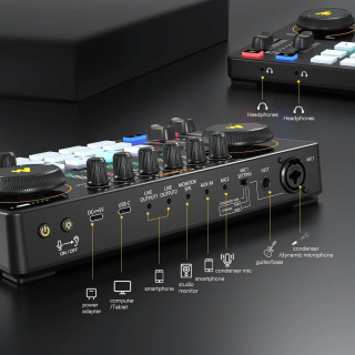 Звуковая карта Maonocaster AME2, аудиоинтерфейс Maonocaster, оборудование для подкастов, студийный универсальный микшер для прямой трансляции, гитары, ПК