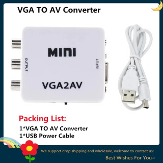 Конвертер видео VGA в AV, конвертер AV в VGA с аудиовыходом 3,5 мм, RCA в VGA, для ПК, ТВ, HD-компьютеров, ТВ, VGA2AV БЕЛЫЙ