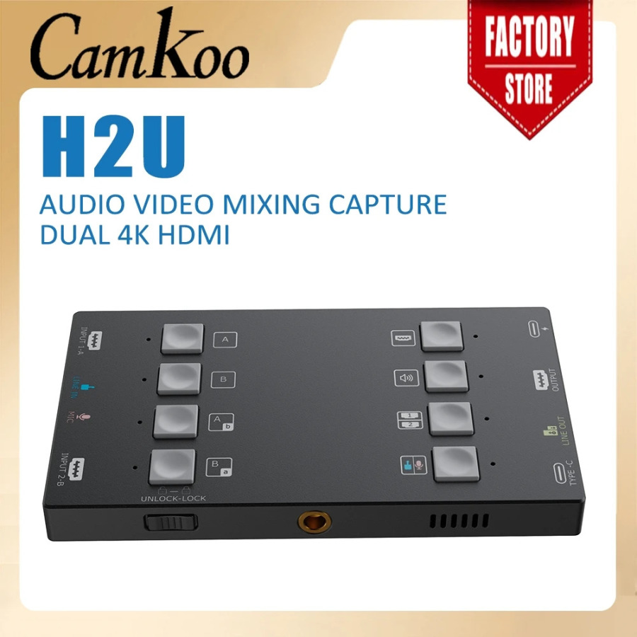 CAMKOO H2U Audio Videoni aralashtirish qoʻsh 4K HDMI bilan mos, Oʻyin konsollari Live TV uchun mos keladi