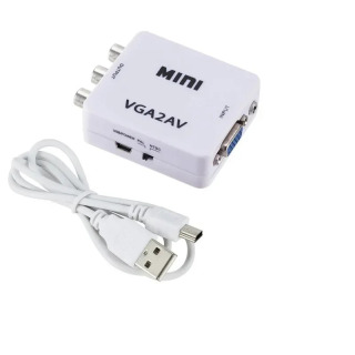 1080P Mini AV RCA CVBS-dan VGA-ga video konvertordan 3,5 mm audio qoʻllab-quvvatlovchi PAL NTS video adapterli televizor pristavkasi kompyuter monitori