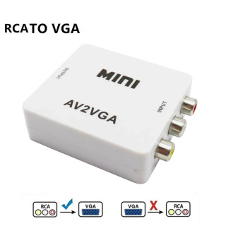 1080P Mini AV RCA CVBS-dan VGA-ga video konvertordan 3,5 mm audio qoʻllab-quvvatlovchi PAL NTS video adapterli televizor pristavkasi kompyuter monitori черный