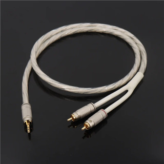 AUDIOMECA 3.5 AUX dan 2 gacha RCA kabeli Kumush qoplangan oʻtkazgichli isitma audio kabeli
