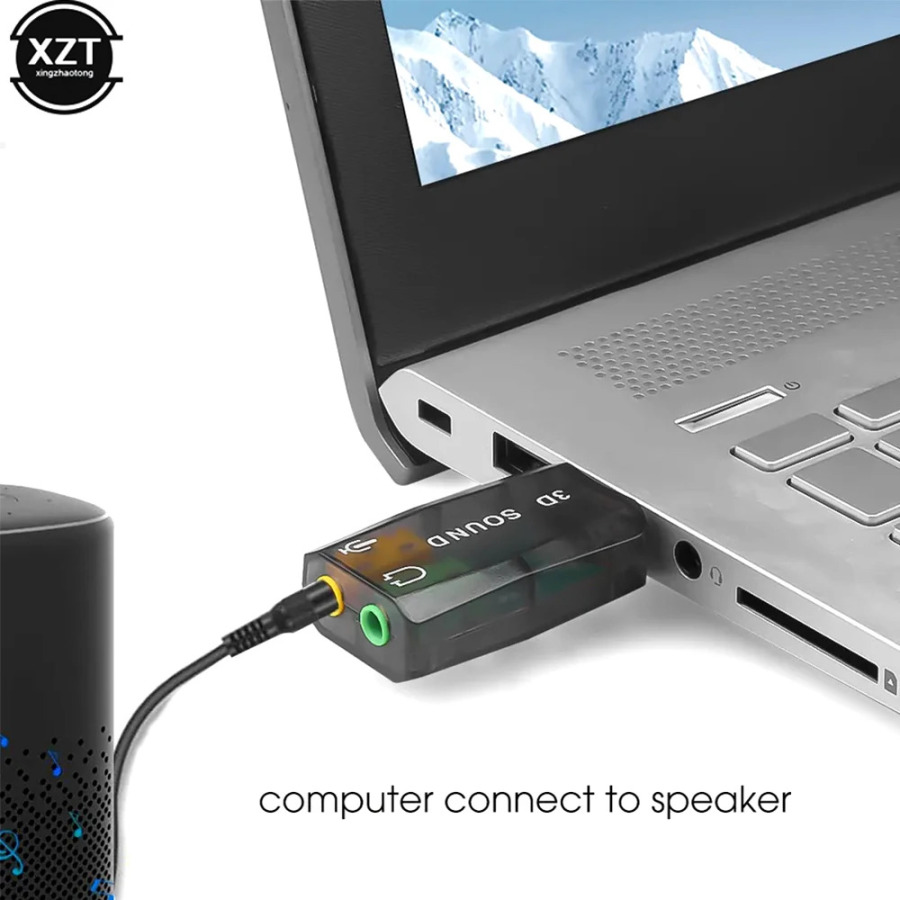 5.1 USB tovush kanali mustaqil ovoz kartasi ulagichi Stereo eshitish vositasi 3D tovush kartasi audio adapteri Yangi dinamik noutbuk interfeysi