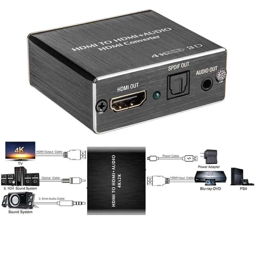 4K x 2K видео-аудио экстрактор HDMI-совместимый аудиоконвертер 3,5 мм SPDIF оптический TOSLINK стерео выход адаптер-сплиттер