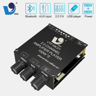 Двухканальный Bluetooth 5,3 TPA3116 Плата усилителя мощности домашнего аудио 12 В/24 В Высокомощный цифровой модуль стереоусилителя 2*100 Вт