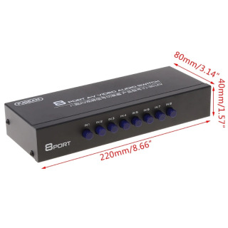 8 Way AV Switch RCA Switch 8 in 1 Composite Video Selector Unit L DVD uchun