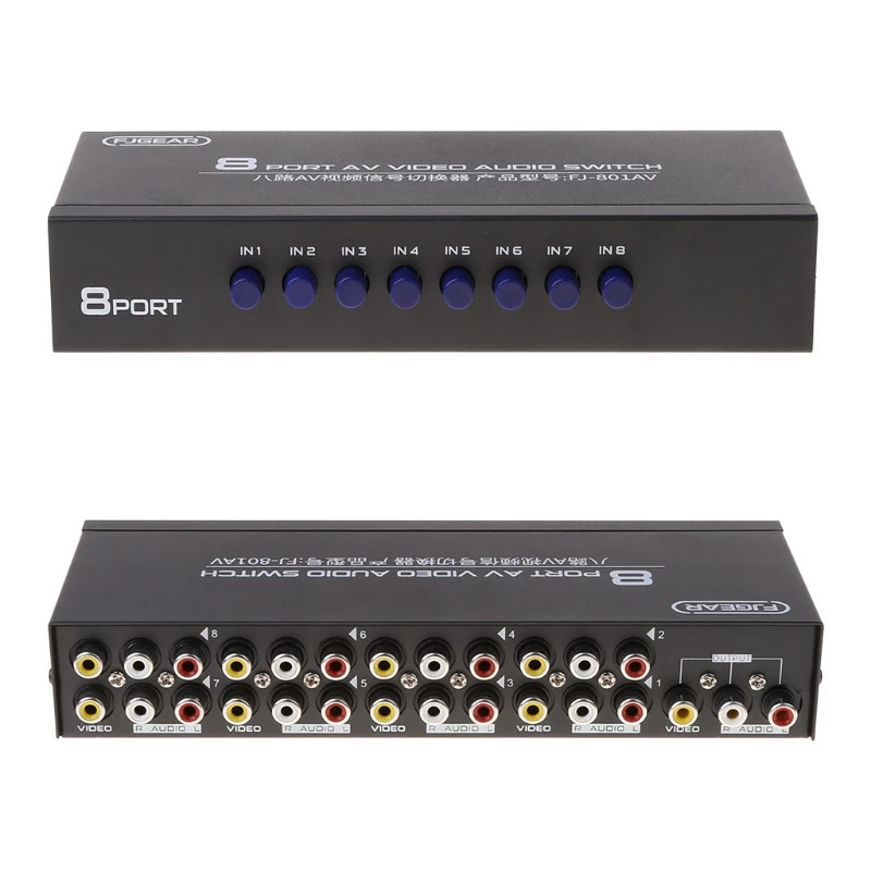 8 Way AV Switch RCA Switch 8 in 1 Composite Video Selector Unit L DVD uchun
