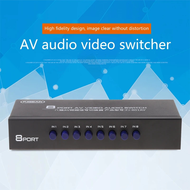 8 Way AV Switch RCA Switch 8 in 1 Composite Video Selector Unit L DVD uchun