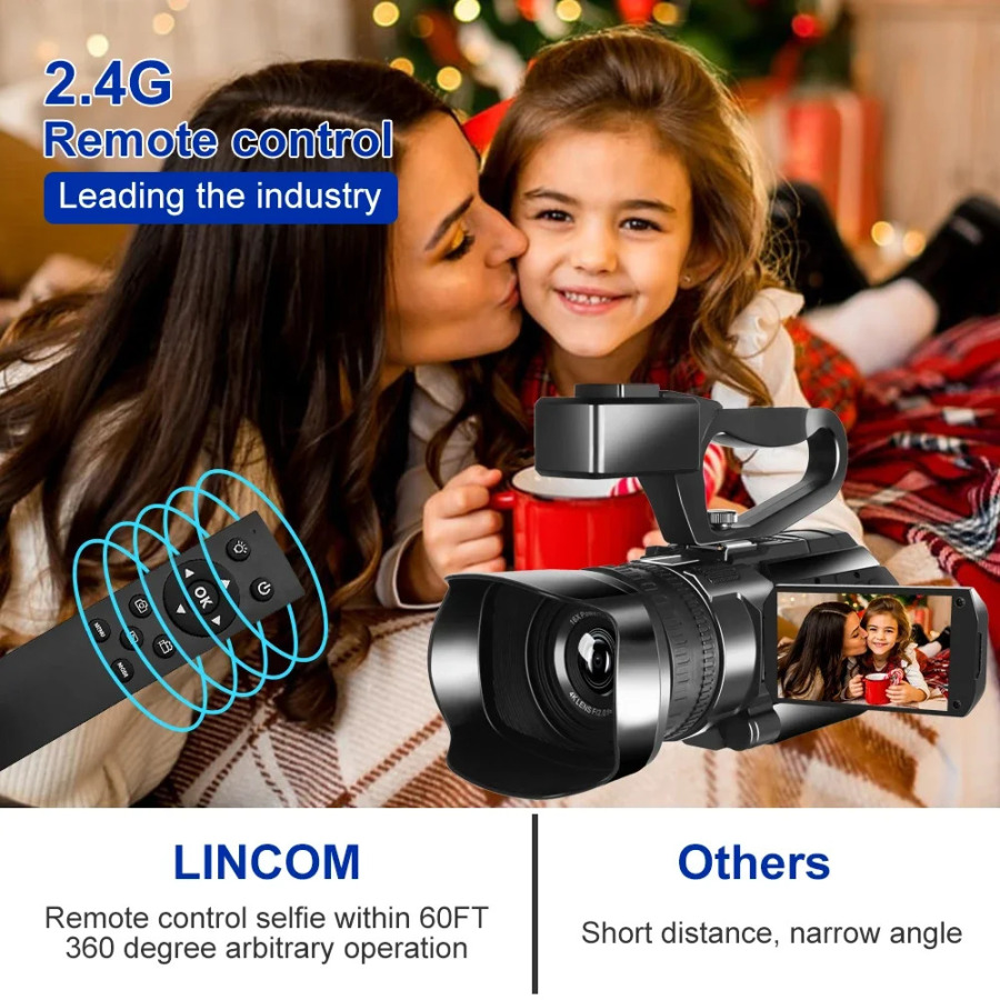 Fotosurat va video uchun 4K HD videokameralar, 64 MP, Wi-Fi, jonli efir uchun veb-kamera, YouTube vlogging uchun 18x raqamli zoomli videokamera