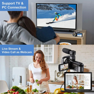48 megapikselli 4K videokamera 16x zoom 3.0 dyuymli videokamera Vlog yozish uchun mikrofonli sensorli ekranli IQ tungi koʻrish kamerasi Vlogging uchun WiFi veb-kameralari
