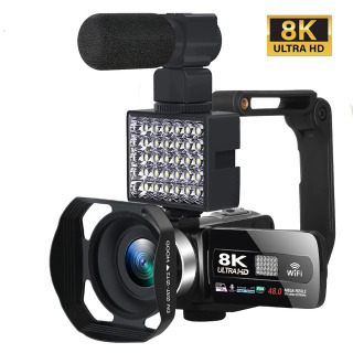 Raqamli video vlogging kamerasi 8K 64MP 18x kattalashtirish, 3 dyuymli sensorli ekranli WIFI, IR tungi koʻrish bilan sekin harakatda yozib olish