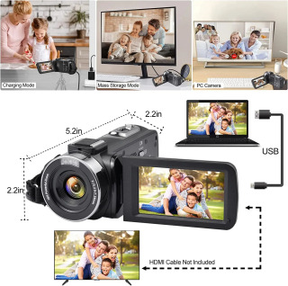 Raqamli video vlogging kamerasi 8K 64MP 18x kattalashtirish, 3 dyuymli sensorli ekranli WIFI, IR tungi koʻrish bilan sekin harakatda yozib olish