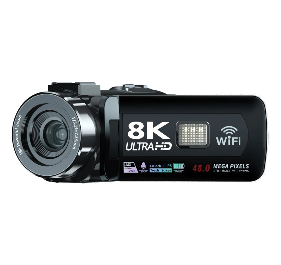 Raqamli video vlogging kamerasi 8K 64MP 18x kattalashtirish, 3 dyuymli sensorli ekranli WIFI, IR tungi koʻrish bilan sekin harakatda yozib olish