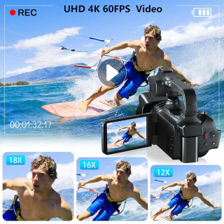Professional 4K fotografiya videokameralari 64MP Ultra HD 18x raqamli kattalashtirish videokameralari YouTube Live Streaming DVR