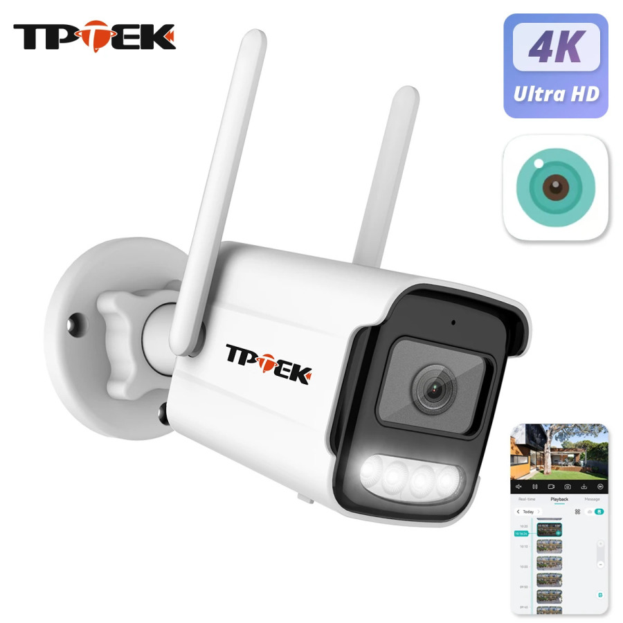8MP 4K IP-камера Wi-Fi Беспроводная 5MP AI Обнаружение человека iCSee CCTV Bullet Наружное наблюдение Безопасность Защита Видеокамера Cam