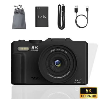 75 megapikselli fotosurat uchun raqamli kamera 5K 18x raqamli kattalashtirish Vintage YouTube video yozuvchisi Wi-Fi bilan 180°° yigʻiladigan Selfi ekrani БЕЛЫЙ Пакет1